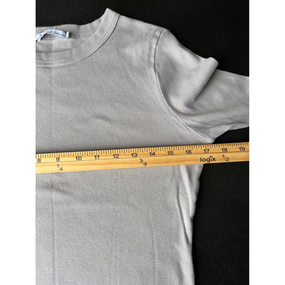 Michael Stars Womens Grey Long Sleeve Crew Neck Cotton Tee OS Made in USA - Picture 6 of 8